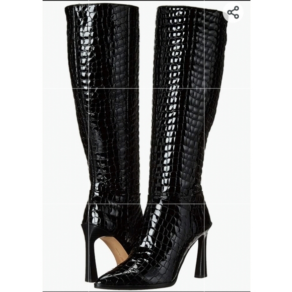 ‼️SOLD‼️⭐️NIB⭐️ Vince Camuto Pelsna Leather Croco Embossed Knee Boots, 6.5 - Picture 2 of 8